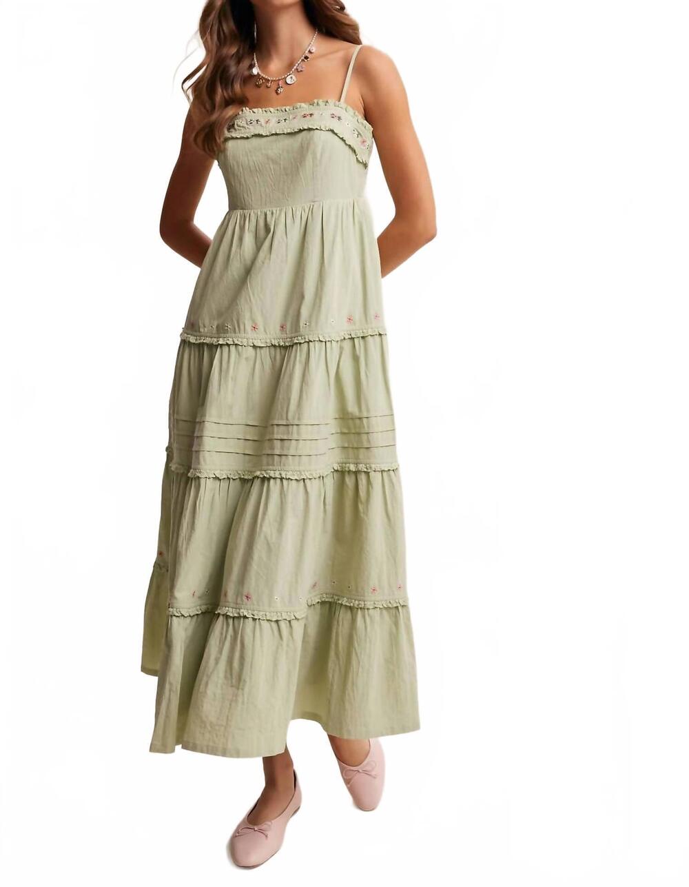 NEW LISTICLE desert meadow maxi dress in light sage